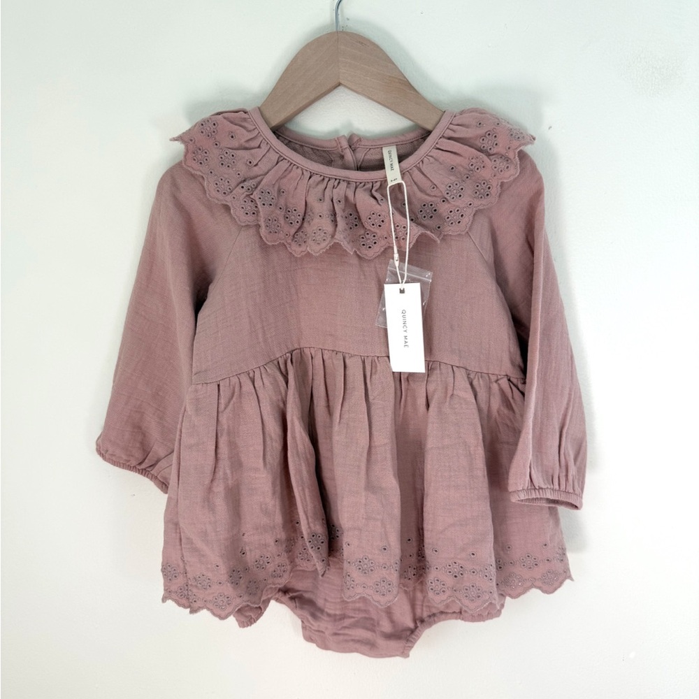 Quincy Mae Thalia Romper in Rose NWT